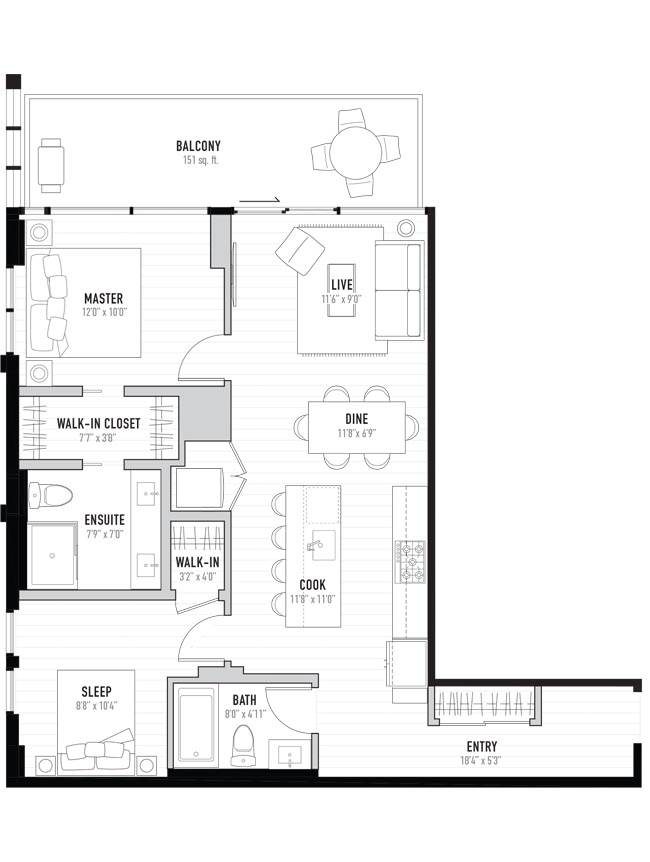 The Preston Two Bedroom Floorplan