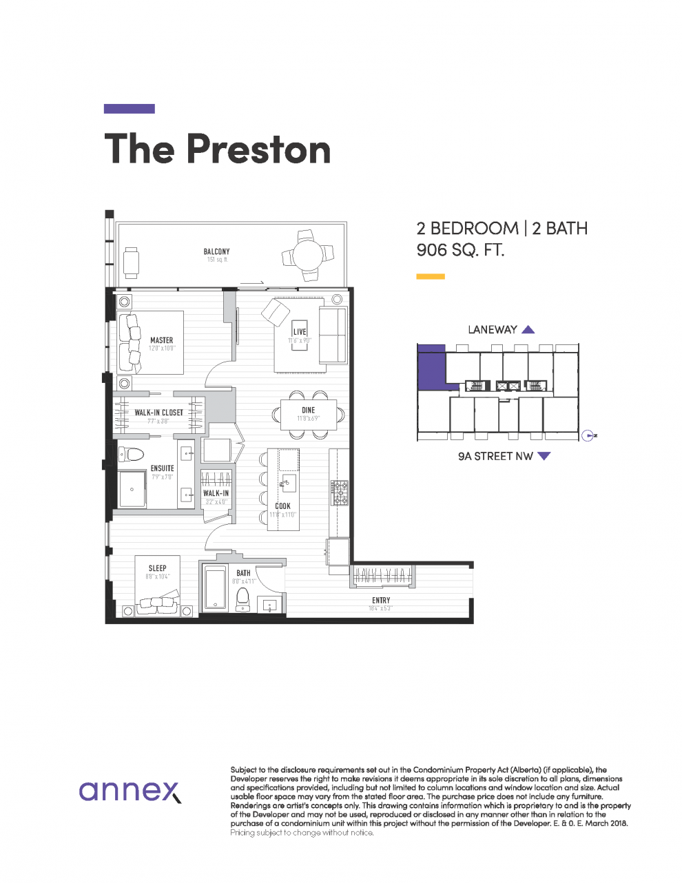 The Preston Two Bedroom Floorplan