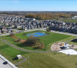 Drone photography of a park in Quinn's Pointe, Barrhaven, Homes For Sale in Barrhaven Ottawa by Minto Communities