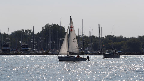 Sailboat in Lake Ontario, close to Whitby. New homes for sale at Ivy Ridge, Minto Communities