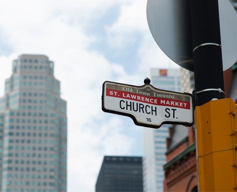 Church Street in Downtown Toronto near The Saint condo by Minto Communities.