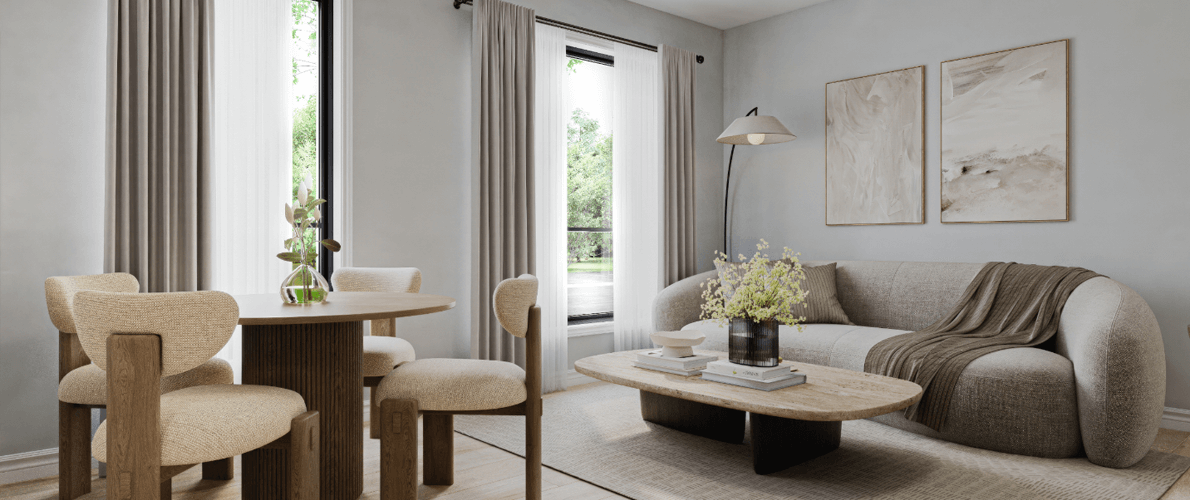 A rendering of a urban townhome. The Heights of Harmony Phase 2B by Minto.