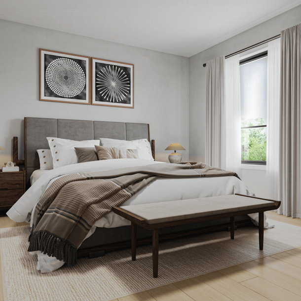Bedroom interior of a new townhome in Oshawa. The Heights of Harmony by Minto.