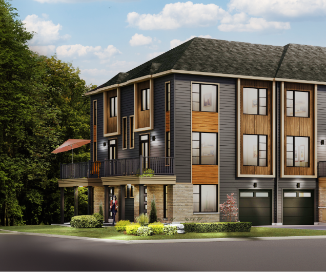 Row of Avenue Townhomes by Minto for sale in Brookline in Kanata.