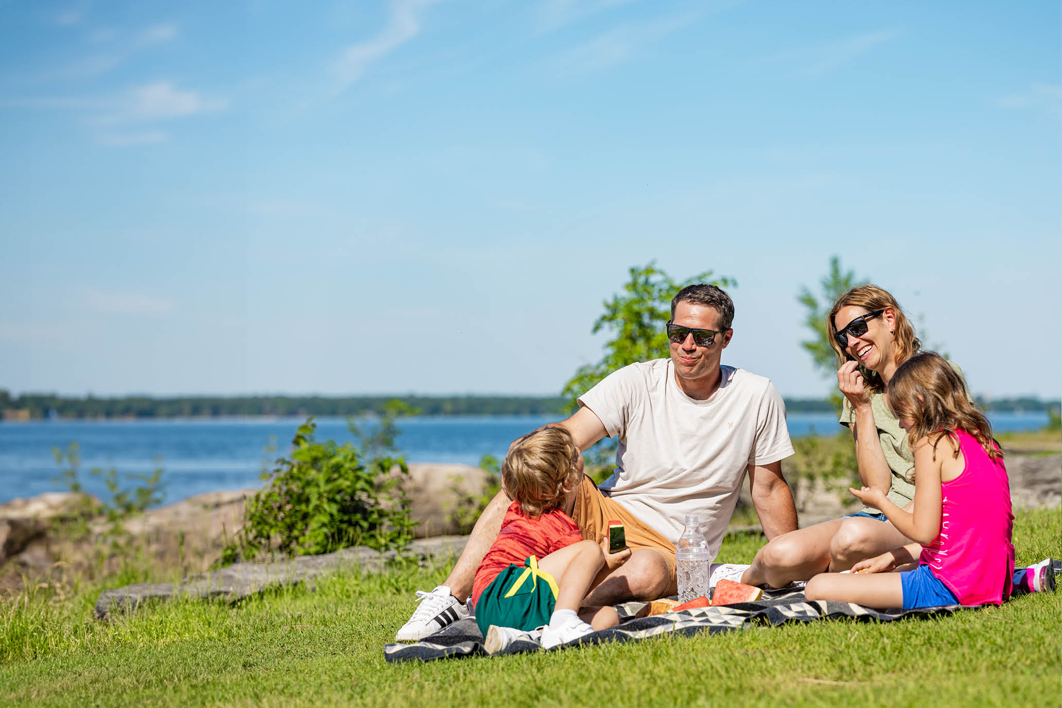 Family at a beach near Brookline, Kanata