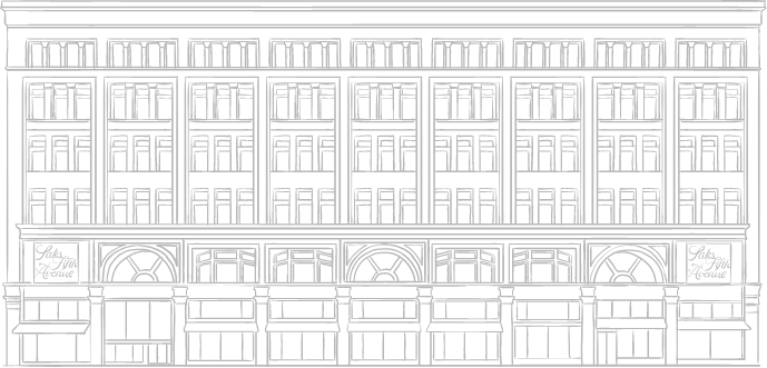 Sketch of Saks Fifth Avenue at the Eaton Centre. New condos for sale in downtown Toronto. The Saint by Minto Communities