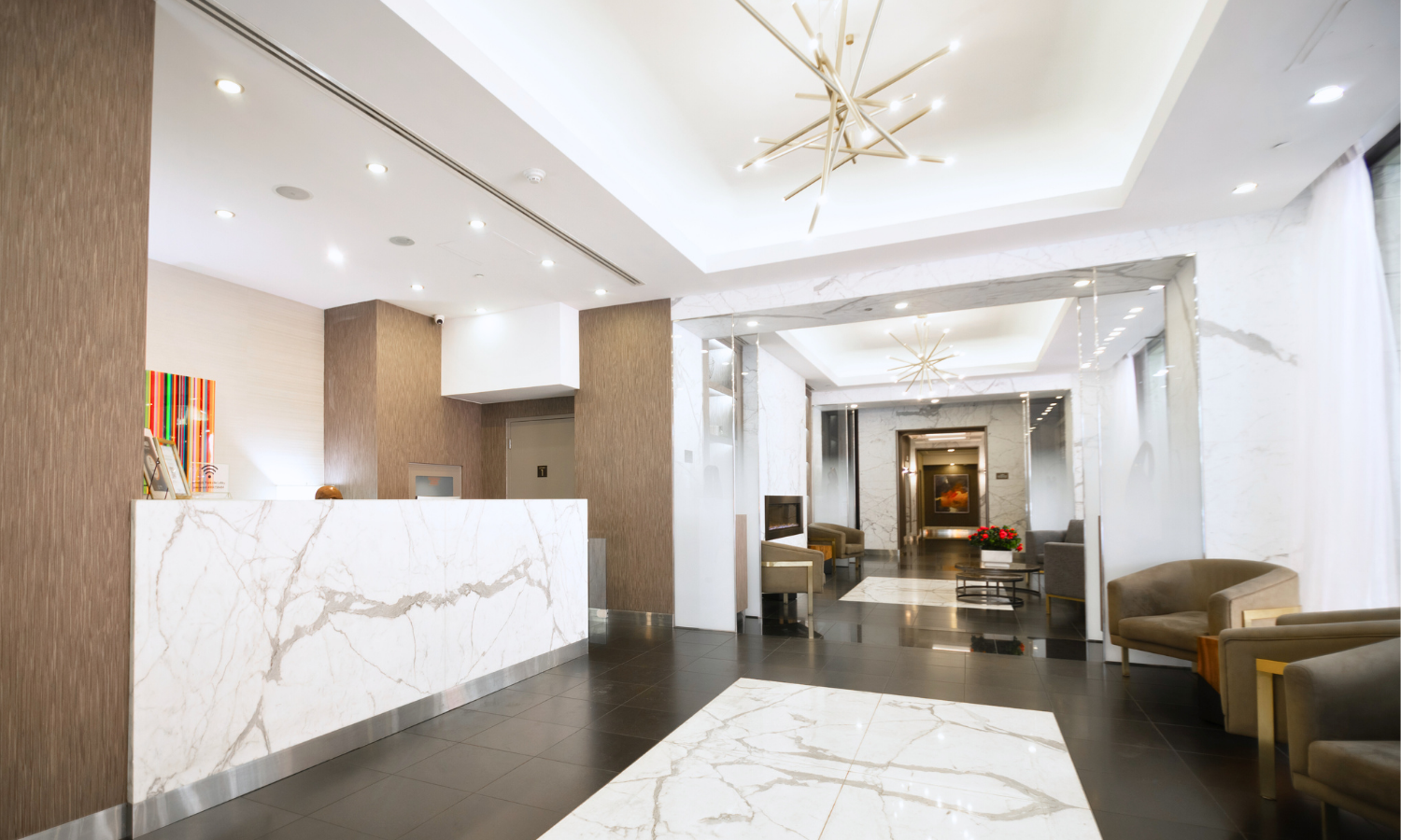 Concierge desk at Minto Yorkville. Rent with Minto Apartments.